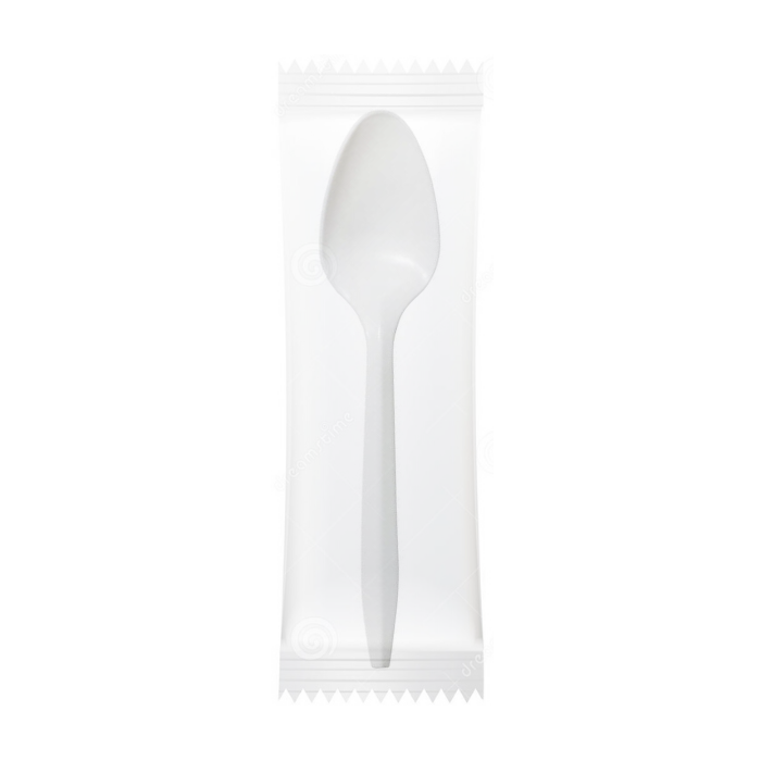 Telman Plastic Spoon Heavy Weight Wrapped White